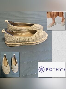 👡👡👌🔥Rothy's Espadrille Diamond Metallic Flats